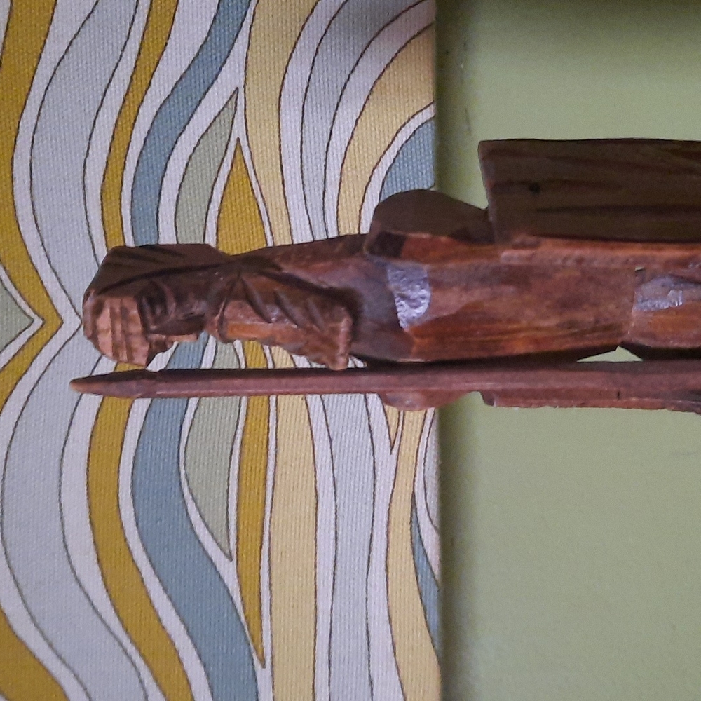 Hand carved warrior statue